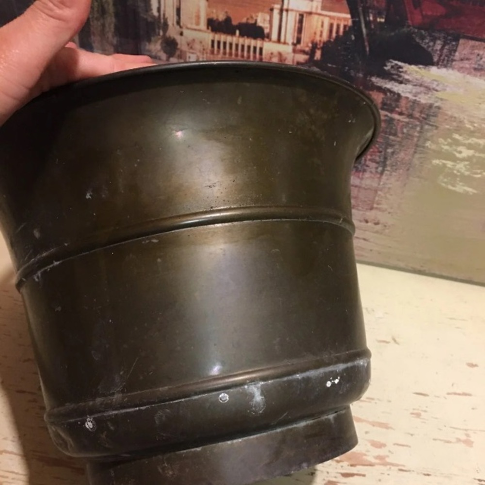 Vintage Brass Planter Pot Flower View 3